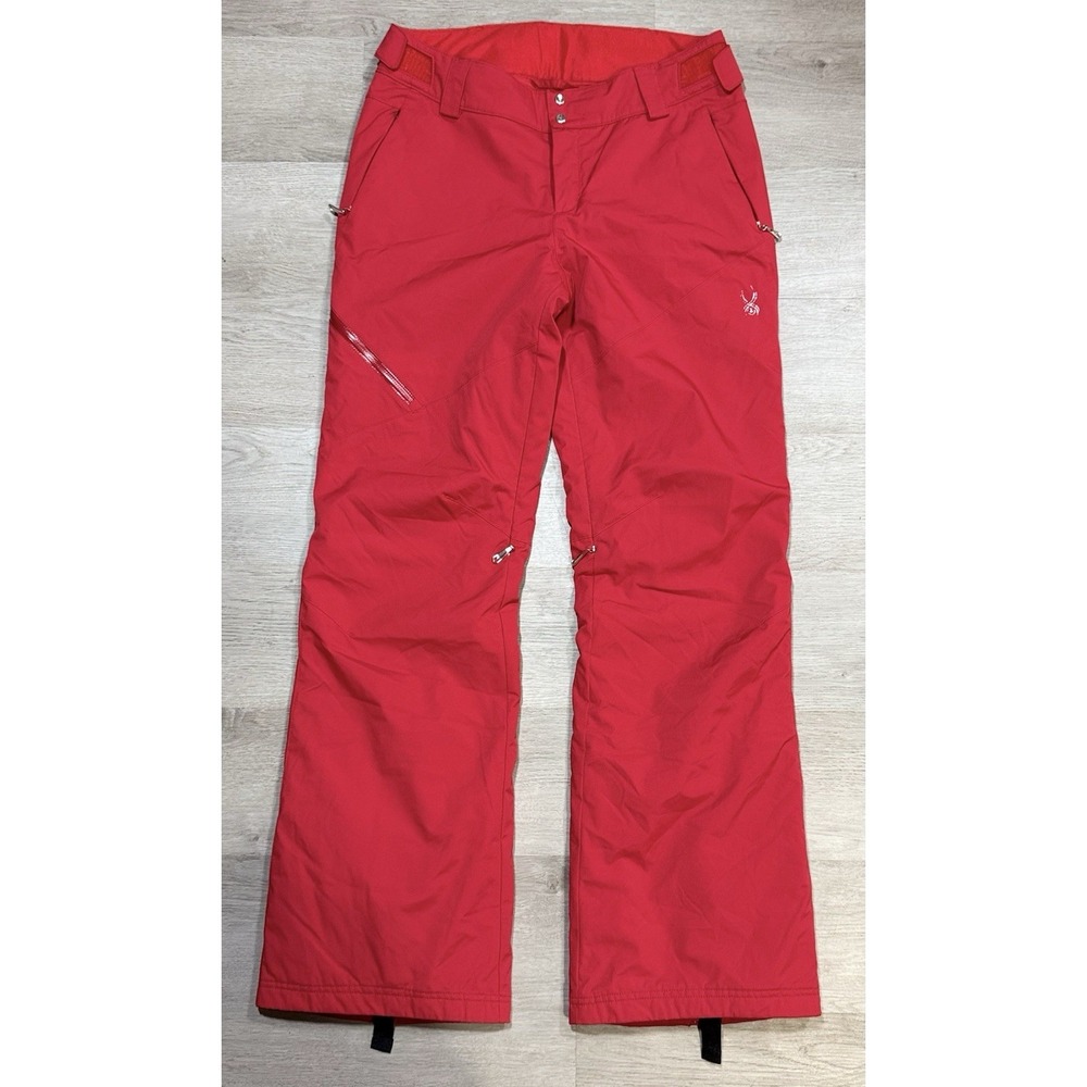 Spyder Primaloft Insulated Ski Snow Pants Women's Size 8 Red Ankle Zip Softshell